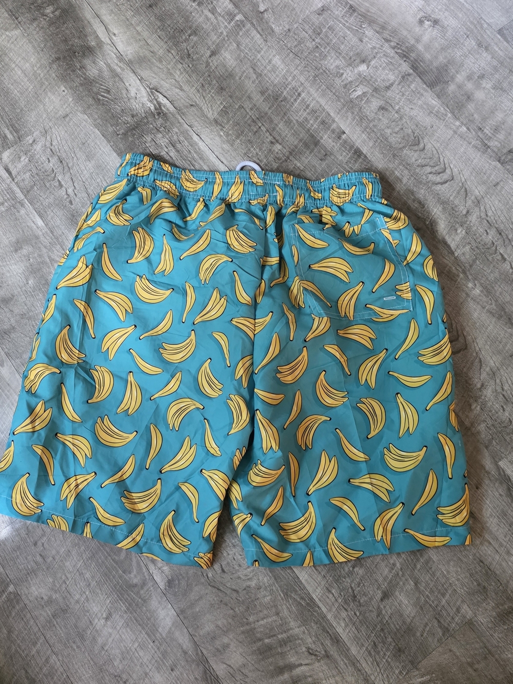 Men's Teal Banana Print Disolving Swim Trunks - Picture 3 of 3